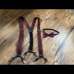 Gusleson Suspenders and bow tie, Sold together. Color: Burgundy